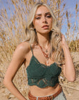 Crochet Overlay Longline Bralette Small / Emerald