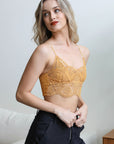 Crochet Overlay Longline Bralette Small / Mustard