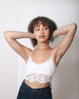 Crochet Overlay Longline Bralette Small / White