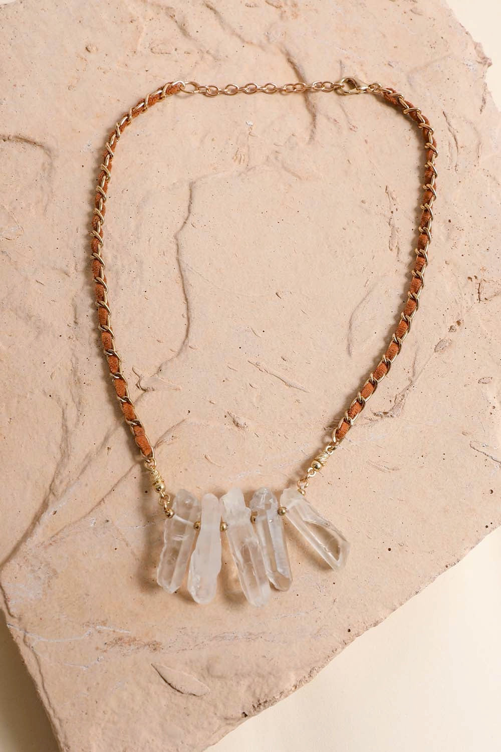 Crystal Drop Suede Necklace Jewelry