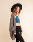 Cuddly Bat Sleeve Knit Cardigan Ponchos