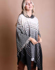 Cuddly Herringbone Hooded Poncho Ponchos