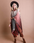 Cuddly Herringbone Hooded Poncho Ponchos