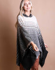 Cuddly Herringbone Hooded Poncho Ponchos