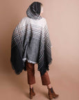 Cuddly Herringbone Hooded Poncho Ponchos