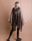 Cuddly Herringbone Hooded Poncho Ponchos