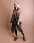 Cuddly Herringbone Hooded Poncho Ponchos