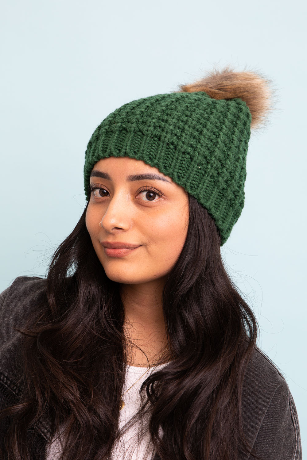 Cute Textured Pom Beanie Beanies Green