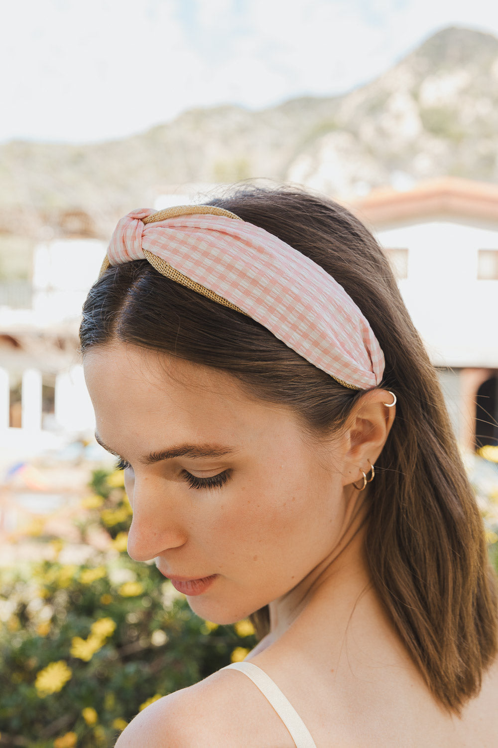 Cutesy Gingham Woven Knot Headband Hats & Hair Blush