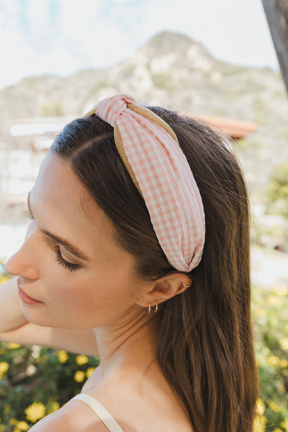 Cutesy Gingham Woven Knot Headband Hats & Hair