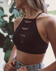 Cutout High Neck Halter Bralette XS/S / Black