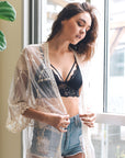 Floral Lace Strappy Bralette Black Coachella