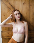 Ditsy Floral Mesh Lace Trim Bralette XS/S / Blush