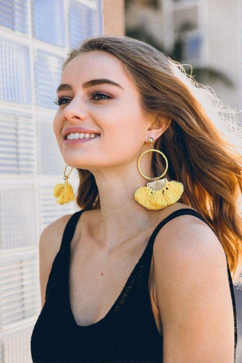 Drop Tassel Fan Earrings Jewelry