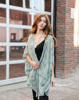 Embroidered Mesh Leaf Kimono