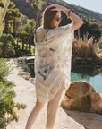 Embroidered Mesh Leaf Kimono