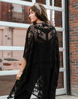 Embroidered Mesh Leaf Kimono