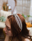 Embroidered Stitch Boho Knot Headband Hats & Hair Brown