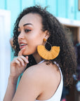 Fan Tassel Earrings Jewelry Mustard