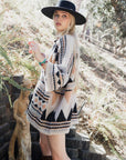 Faux Hair Aztec Pocket Ruana Ponchos