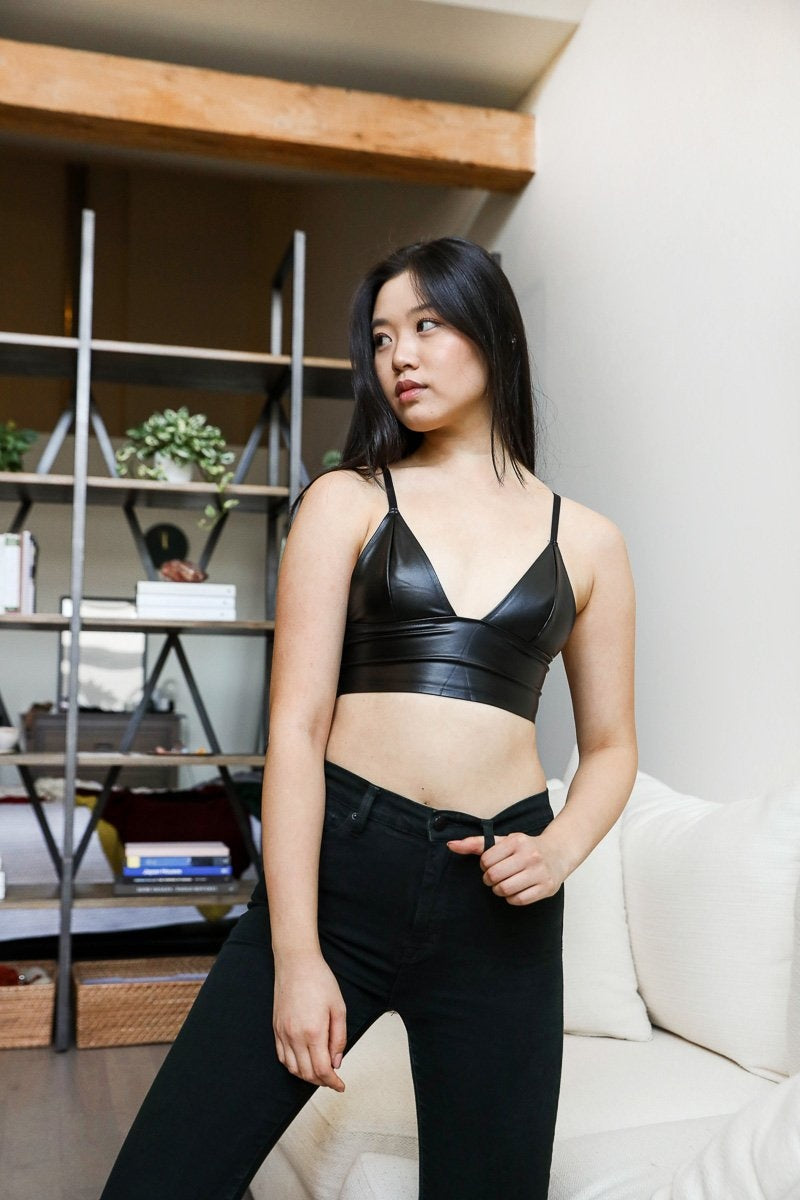 Faux Leather Longline Bralette – Girl Intuitive