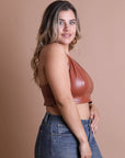 Faux Leather Longline Bralette