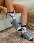 Faux Mohair Diamond Pattern Socks