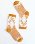 Faux Mohair Diamond Pattern Socks Mustard