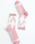 Faux Mohair Diamond Pattern Socks Pink