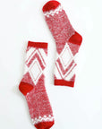 Faux Mohair Diamond Pattern Socks Red