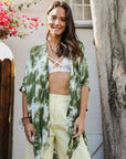 Festive Tie-Dye Kimono Olive