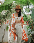 Festive Tie-Dye Kimono Rust