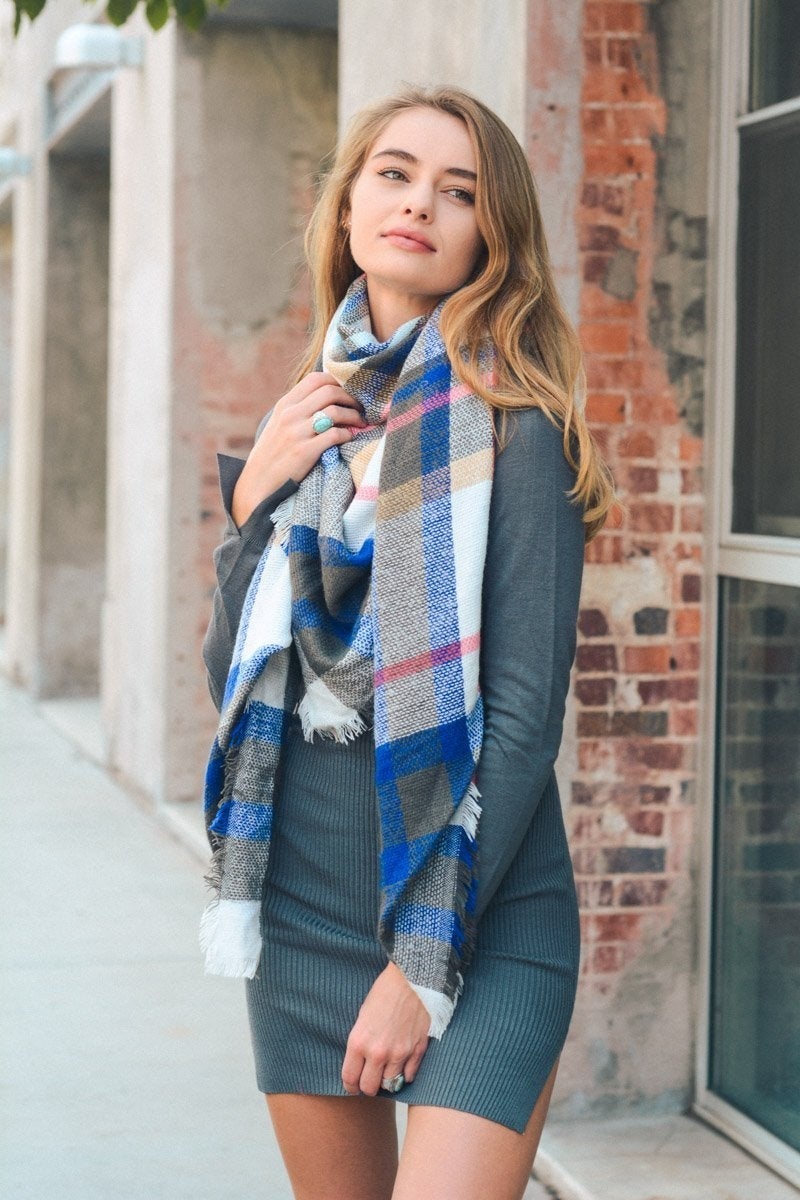 Flannel Frayed Edge Blanket Scarf Scarves