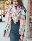 Flannel Frayed Edge Blanket Scarf Scarves