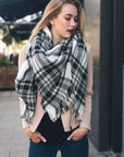 Flannel Frayed Edge Blanket Scarf Scarves