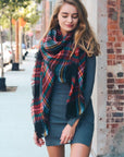 Flannel Frayed Edge Blanket Scarf Scarves