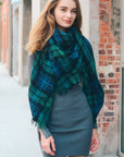 Flannel Frayed Edge Blanket Scarf Scarves