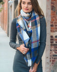 Flannel Frayed Edge Blanket Scarf Scarves White Blue Pink