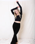 Flared Lounge Pants Bralette Small / Black