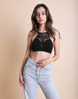 Floral Cutout Seamless High Neck XS/S / Black