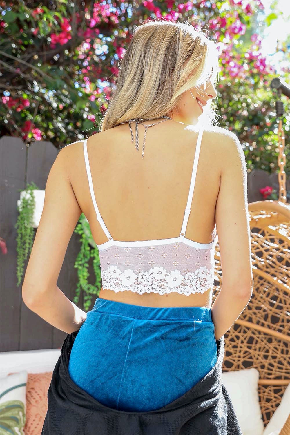 Women's Lace Strappy Bralette Sexy Floral Lace Bra Perspective