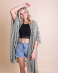 Floral Mandala Mesh Kimono Ponchos Sage