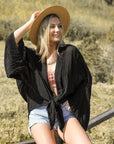 Flounce Sleeve Kimono Wrap