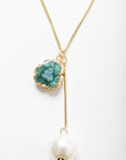 Gem and Pearl Pendant Necklace Jewelry