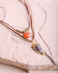 Carnelian & Brown Agate Suede Necklace Jewelry Gold