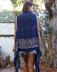 Geometric Embroidered Sleeveless Kimono