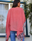 Geometric Embroidered Tunic Kimono Rust