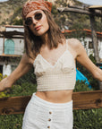 Gingham Smocked Bralette Small / Mocha