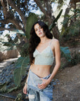 Gingham Smocked Bralette Small / Sage