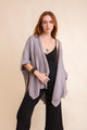 Gray Ridged rib knit ruana, lightweight layering wrap for stylish outfits.